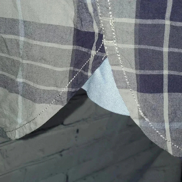 Tommy Hilfiger Custom Fit Purple & Gray Plaid Casual Button Up Shirt Mens Size L - Picture 7 of 11